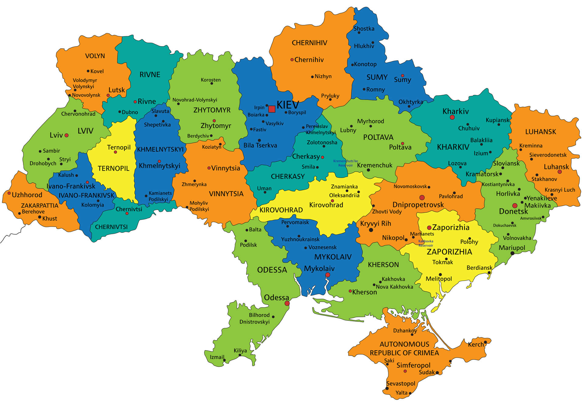 Renkli Ukrayna Siyasi Haritası